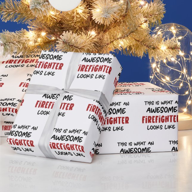 Awesome Firefighter Funny Firefighter Wrapping Paper (Holidays)