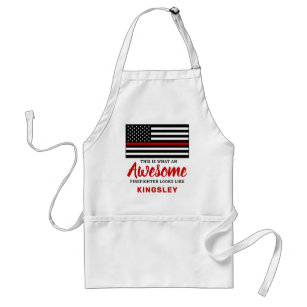 Awesome Firefighter Thin Red Line BBQ Standard Apron