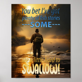 Awesome Fish Stories Fishing In A Mountain Stream Poster