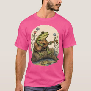 Awesome Frog Playing Guitar Frog Playing Banjo On  T-Shirt