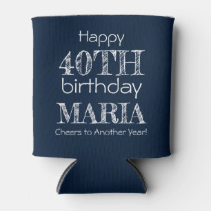 Awesome Funny Happy 40th Birthday Navy Blue Can Cooler