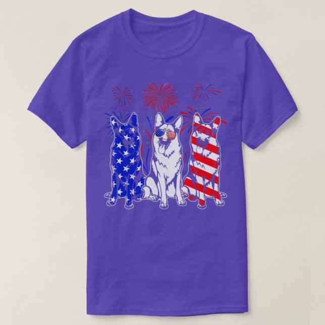 Awesome German Shepherd Dog American Flag 4th Of J T-Shirt (Design Front)