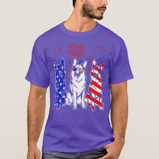 Awesome German Shepherd Dog American Flag 4th Of J T-Shirt