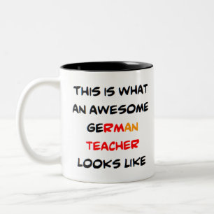 awesome german teacher Two-Tone coffee mug