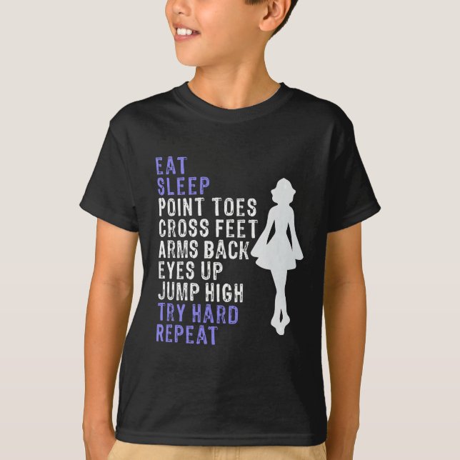 Awesome Girls Irish Dance Gift Eat Sleep Repeat T-Shirt (Front)