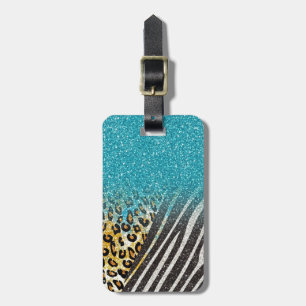 Awesome girly trendy leopard print, zebra stripes luggage tag
