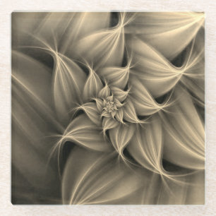 Awesome Gold Flower Fractal Glass Coaster
