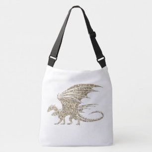 Awesome Golden Mosaic Dragon Crossbody Bag