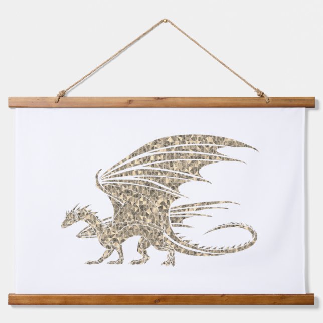 Awesome Golden  Mosaic Dragon Hanging Tapestry (Front)