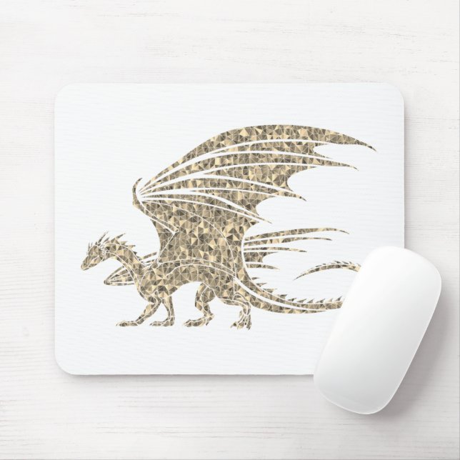 Awesome Golden Mosaic Dragon Mouse Pad (With Mouse)