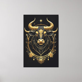 Awesome Golden Taurus Zodiac Symbol Canvas Print