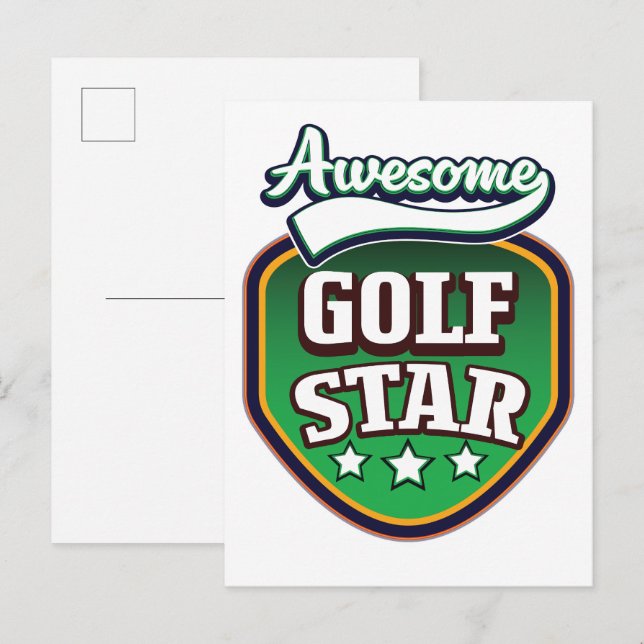 Awesome Golf Star  Announcement Postcard (Front/Back)