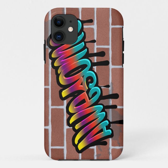 AWESOME graffiti art on brick wall Case-Mate iPhone Case (Back)