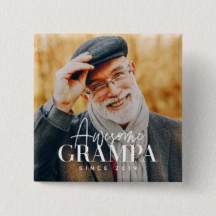 Awesome Grampa Since 20XX Simple Elegant Photo 15 Cm Square Badge