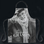 Awesome Grampa Since 20XX Simple Elegant Photo Apron<br><div class="desc">This simple and modern design is composed of serif and cursive typography and add a custom photo</div>