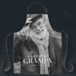 Awesome Grampa Since 20XX Simple Elegant Photo Apron<br><div class="desc">This simple and modern design is composed of serif and cursive typography and add a custom photo</div>