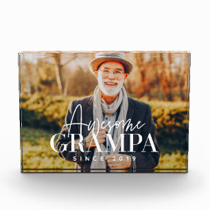 Awesome Grampa Since 20XX Simple Elegant Photo Block