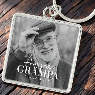 Awesome Grampa Since 20XX Simple Elegant Photo Key Ring