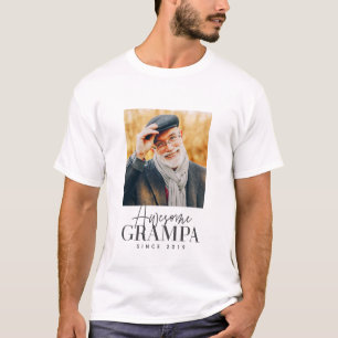 Awesome Grampa Since 20XX Simple Elegant Photo T-Shirt