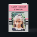 Awesome Granddaughter add photo grey birthday Card<br><div class="desc">For an awesome Granddaughter birthday greeting card.
This card is sure to put a smile on her face and make her feel special.
just add your personalised message inside and replace the photo with your own.
Colour scheme is pink and grey.</div>