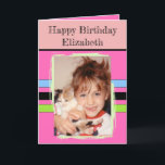 Awesome Granddaughter add photo pink birthday Card<br><div class="desc">For an awesome Granddaughter birthday greeting card.
This card is sure to put a smile on her face and make her feel special.
just add your personalised message inside and replace the photo with your own.
Colour scheme is pink,  blue and green.</div>