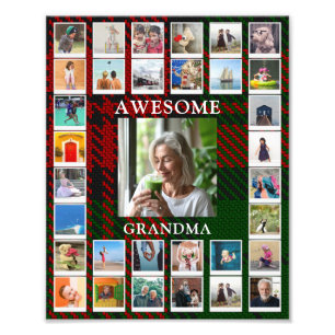 Awesome Grandma Photo Black Red Tartan 8 x 10  Print