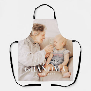 Awesome Grandma Since 20XX Simple Elegant Photo Apron