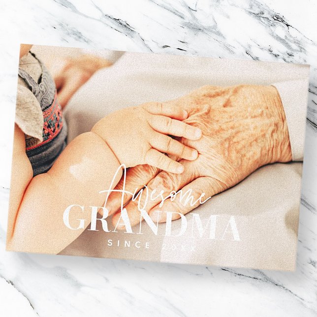 Awesome Grandma Since 20XX Simple Elegant Photo Canvas Print (Creator Uploaded)