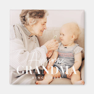 Awesome Grandma Since 20XX Simple Elegant Photo Magnet