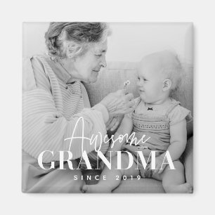 Awesome Grandma Since 20XX Simple Elegant Photo Magnet