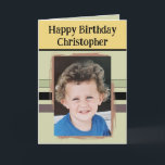 Awesome Grandson add photo green birthday Card<br><div class="desc">For an awesome Grandson birthday greeting card.
This card is sure to put a smile on his face and make him feel special.
just add your personalised message inside and replace the photo with your own.
Colour scheme is green,  yellow and brown.</div>