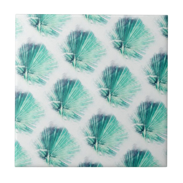 Awesome Green Palm Tree Leaf Pattern Tile (Front)