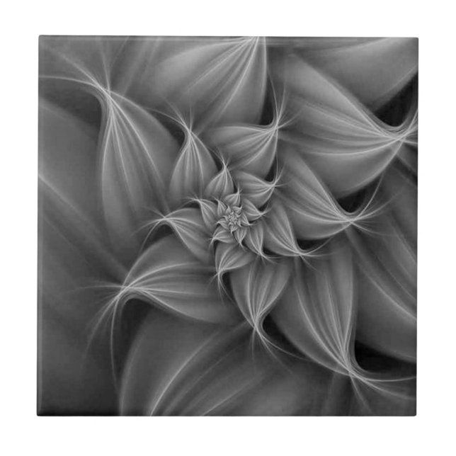 Awesome Grey Flower Fractal  Tile (Front)