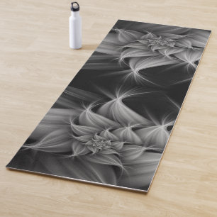 Awesome Grey Flower Fractal  Yoga Mat