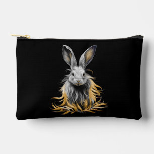 Awesome Grey Rabbit on Fire  Accessory Pouch