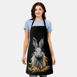 Awesome Grey Rabbit on Fire  Apron