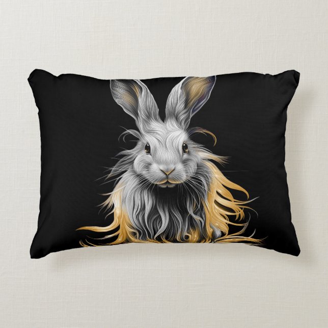 Awesome Grey Rabbit on Fire  Decorative Cushion (Front)