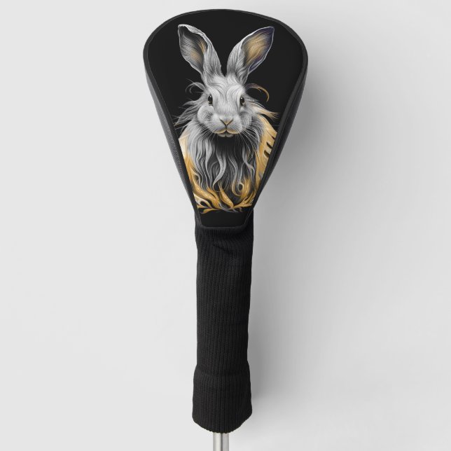 Awesome Grey Rabbit on Fire  Golf Head Cover (Front)