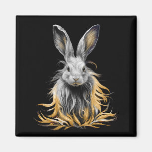 Awesome Grey Rabbit on Fire Magnet