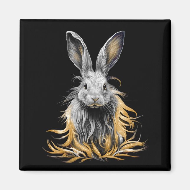 Awesome Grey Rabbit on Fire  Magnet (Front)