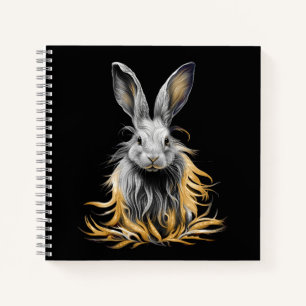 Awesome Grey Rabbit on Fire Notebook