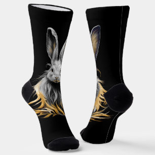 Awesome Grey Rabbit on Fire Socks