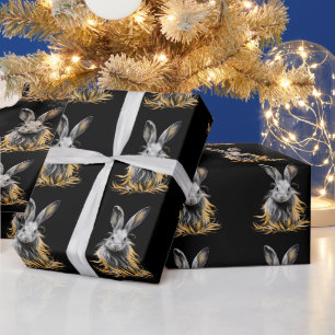 Awesome Grey Rabbit on Fire  Wrapping Paper