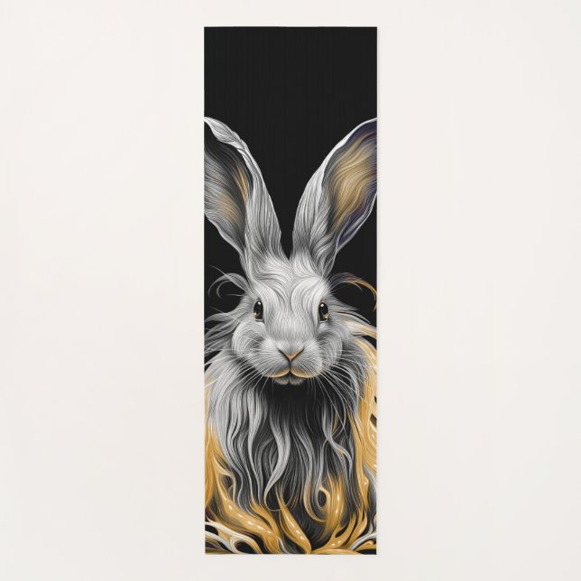 Awesome Grey Rabbit on Fire  Yoga Mat (Front)