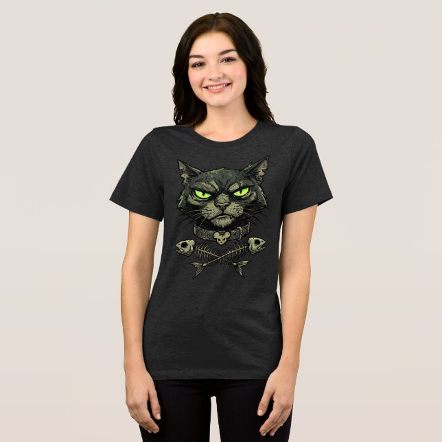 Awesome Grunge Cat Face Tri-Blend Shirt (Front Full)