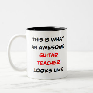 awesome guitar teacher Two-Tone coffee mug