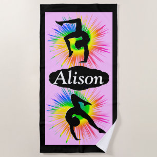 AWESOME GYMNAST GIRL PERSONALIZED BEACH TOWEL