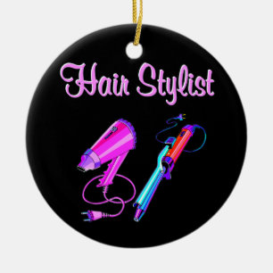 AWESOME HAIR STYLIST TEES AND GIFTS CERAMIC TREE DECORATION