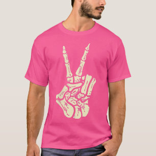 Awesome Halloween Skeleton Hand Peace Sign Funny C T-Shirt