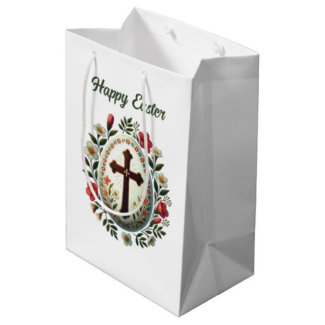 Awesome Happy Easter Cross customizable Medium Gift Bag (Back Angled)